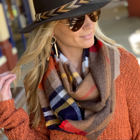 Infinity Raine Accessories - ✨RESTOCKED✨Camel Plaid Infinity Scarf